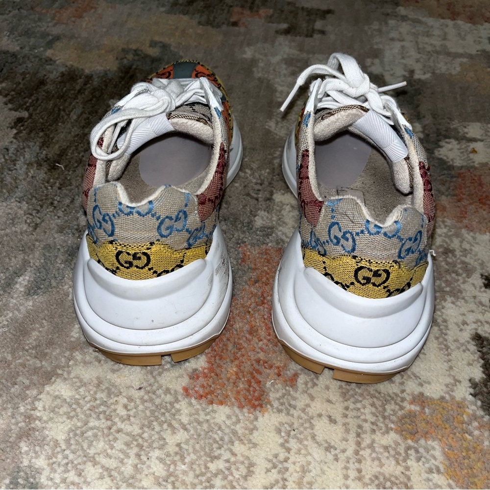 Gucci Rhyton GG Logo Multi Orange Yellow Blue Red Authentic Sneakers With Box - Picture 8 of 16